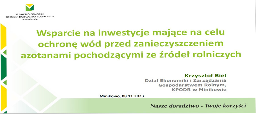 Wsparcie na inwestycje mające na celu ochronę wód przed zanieczyszczeniem azotanami pochodzącymi ze źródeł rolniczych